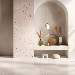 Modern Terrazzo Gradient Background: Pastel Pink to Lavender with Subtle Speckles