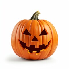 Vibrant carved pumpkin with a spooky face, perfect for Halloween celebrations and seasonal decorations. High-quality stock photo.