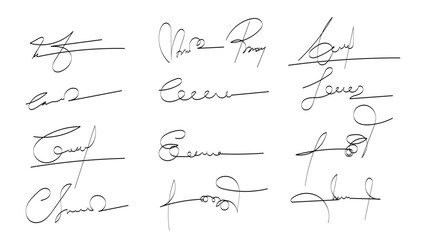 Fake Handwriting Signature by pen, autograpgh set