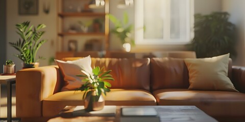 Fototapeta premium Creating a 3D visualization of a modern Scandinavian-style cozy living room. Concept 3D Visualization, Modern Design, Scandinavian Style, Cozy Living Room