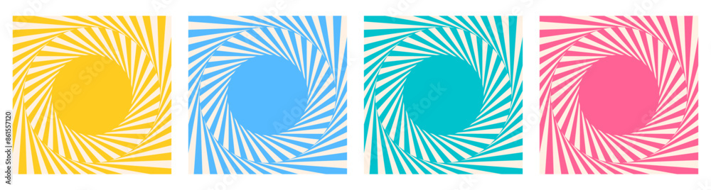 Leinwandbilder abstract op art background vector set. summer design template with illusion of whirl movement in a c