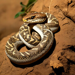 Obraz premium The poisonous snake is coiled