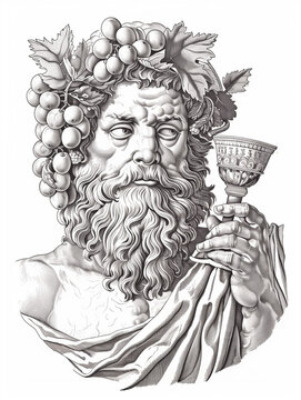 Bacchus antique vintage engraved illustration isolated on white background