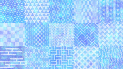 和柄の背景素材 青色