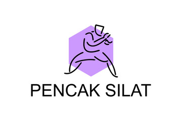 Obraz premium pencak silat sport vector line icon. sportsman, fighting stance. sport pictogram illustration.