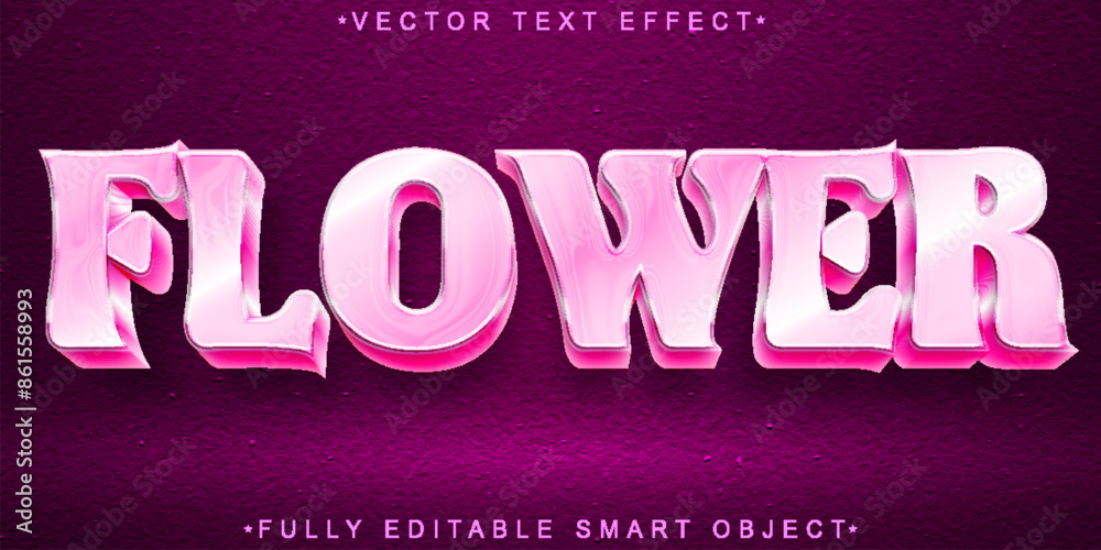 Wall mural cute sweet pink fower vector fully editable smart object text effect - Wall murals