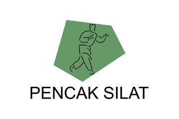 pencak silat sport vector line icon. sportsman, fighting stance. sport pictogram illustration.