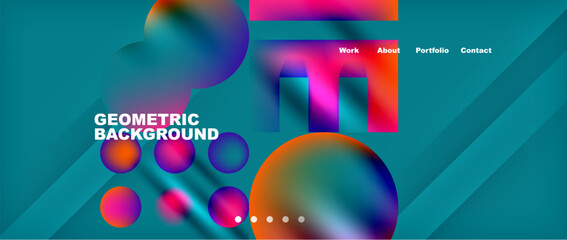 Obraz premium Various colorful geometric shapes abstract web template with gradients and light blur effects. Vector Illustration For Wallpaper, Banner, Background, Card, Book Illustration, landing page