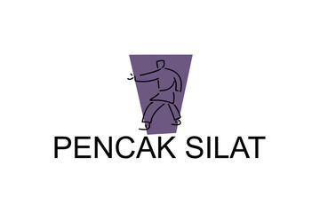 pencak silat sport vector line icon. sportsman, fighting stance. sport pictogram illustration.
