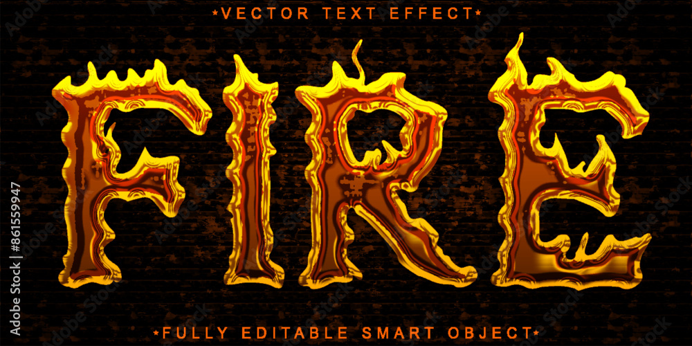 Poster fire vector fully editable smart object text effect