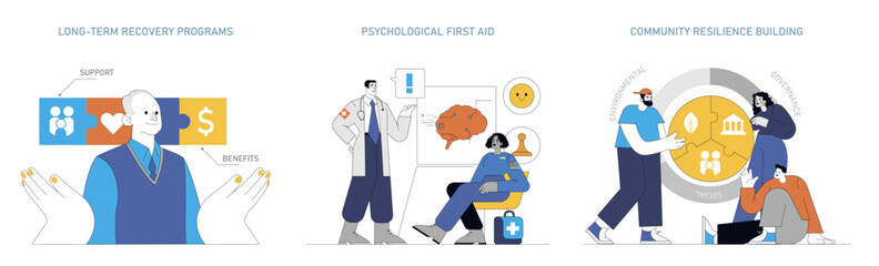 Disaster Psychology. Flat Vector Illustration