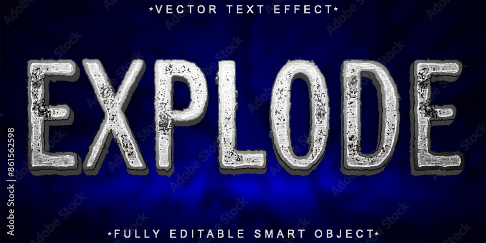 Poster silver explode vector fully editable smart object text effect