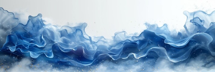 Fototapeta premium Beautiful background with abstract waves design, panoramic banner, illustration