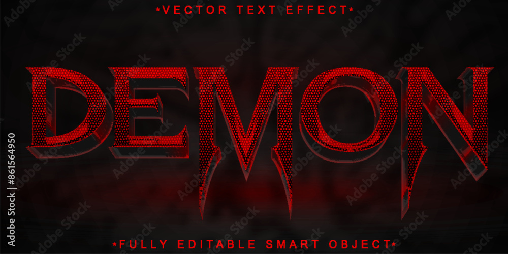 Poster dark red demon horror vector fully editable smart object text effect