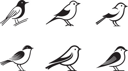 Minimal birds black icon, illustration, vector on white background