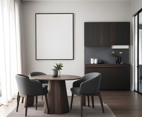 Frame mockup, ISO A paper size. Bedroom poster mockup. Modern interior design. Living room Interior mockup with house background. 3D render