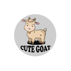 cute mascot goat vector illustration.Flat Cartoon Style