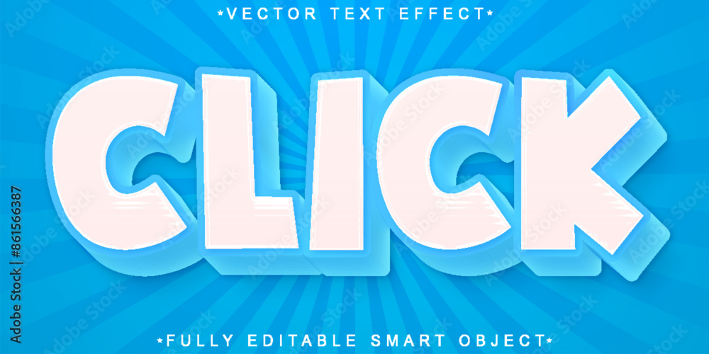 Poster blue social media click vector fully editable smart object text effect