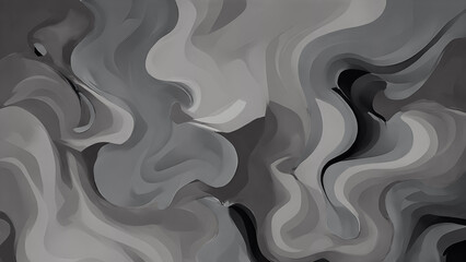 Gray Color Cartoon Abstract Background Art with Waves. Dark Cartoon features a vibrant and playful design Back, blending Black and Grey wave patterns. Black artwork brings a dynamic and whimsical