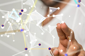 Global network. Blockchain. 3D illustration. Neural networks and artificial intelligence. Abstract