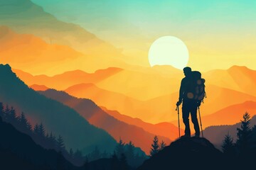 Fototapeta premium Hiking background, Exploring the Rich Tapestry of Hiking, From Origins to Modern Trails, Essential Gear and Safety Tips for Your Next Hiking Adventure