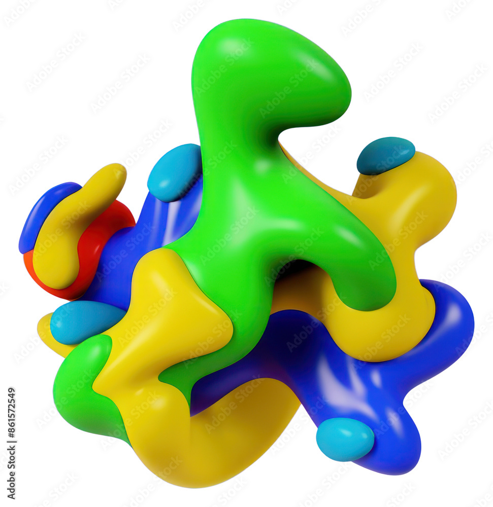 Wall mural PNG 3d render of abstract fluid shape represent of basic shape confectionery balloon sweets.