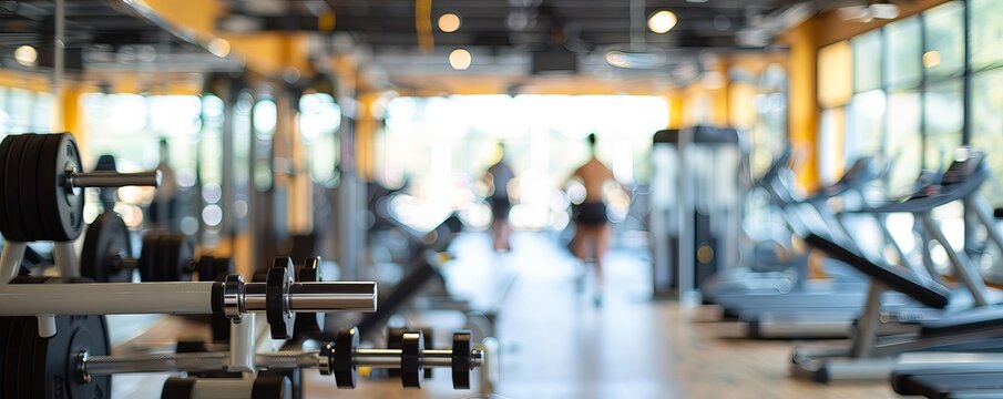 Blurred background of a gym with exercise equipment and people working out Fitness center Depicting the energetic and focused environment of a gym