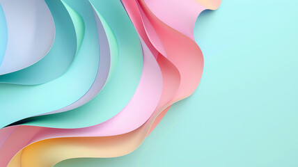 Fototapeta premium Colorful Pastel Paper Sheets in Curved Wave Form