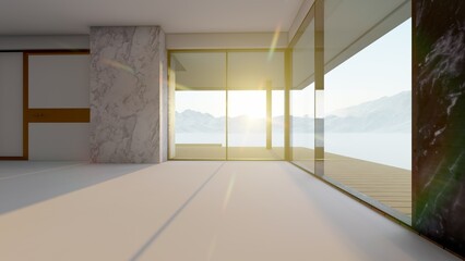 Architecture background empty interior of modern building 3d render