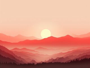 Obraz premium Serene Sunrise over Minimalist Mountain Range - Inspirational Illustration