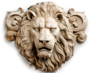 Obraz premium Marble relief with male lion head. Antique sculpture with the king of the animals.