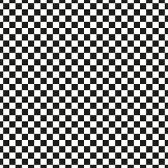 Fototapeta premium Black and white geometric seamless pattern. Chess board background. Checkered optical illusion backdrop. Psychedelic pattern with squares. Race flag repeatable texture. Graphic illustration.