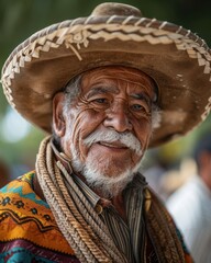Elderly Vaquero Participating in Rodeo Event with Lasso in Mexico

