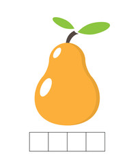 Spell the Fruit Word Exercise for Children Pear. Educational materials for a child vector