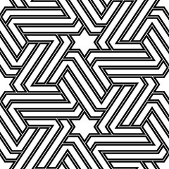 Stars, figures ornament. Ethnic backdrop. Star, polygonal shapes wallpaper. Tribal background. Mosaics motif. Embroidery digital paper, abstract. Geometrical seamless pattern. Tiles vector