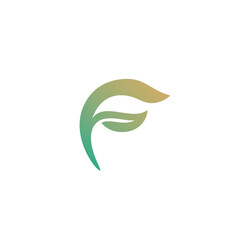 Fototapeta premium Letter F Leaf Logo Vector. F Initial Logo