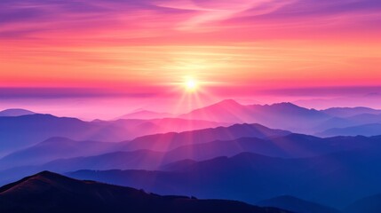 Stunning sunset over a mountain range