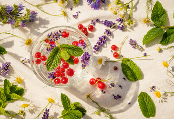 Refreshing drink in hot summer day.