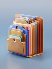Detailed 3D Folder Icon for Organized Multimedia File Management and Project Planning Workspace