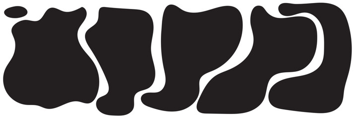 Modern liquid irregular blob shape abstract elements graphic flat style design fluid vector illustration set.