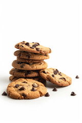 Delicious Chocolate Chip Cookies Stack &ndash; Isolated on White
