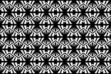 Abstract seamless black and white pattern with geometrical shapes.
