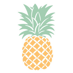 Obraz premium A yellow pineapple with green leaves against a white background