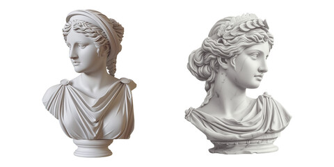 Greek marble statue set on transparent background. 