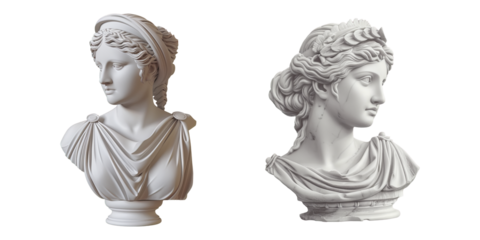 Greek marble statue set on transparent background. 