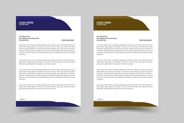 Modern and minimalist corporate company business letterhead template two color variation letterhead set for your business.Clean and professional corporate company business letterhead template design.