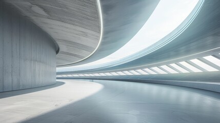 Modern empty stadium with sleek architecture and clean lines, Contemporary, Neutral colors, Soft lighting, 3D rendering