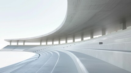 Naklejka premium Modern empty stadium with sleek architecture and clean lines, Contemporary, Neutral colors, Soft lighting, 3D rendering