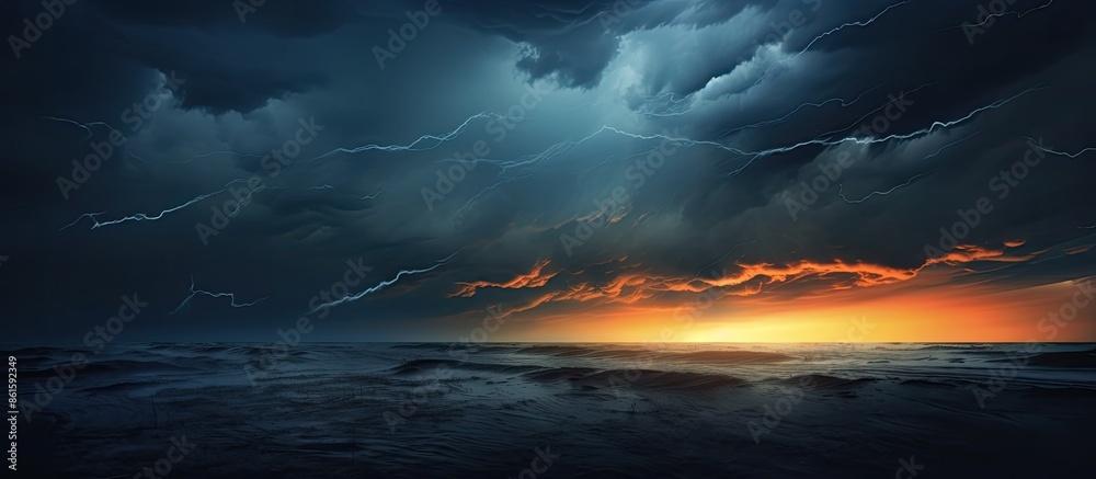 Poster dramatic dark storm clouds in a windy post-sunset sky, ideal as a backdrop for design with copy spac