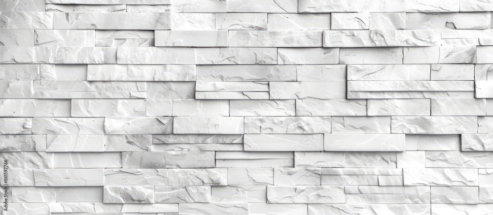 Poster Panorama of Modern white stone tile wall background and pattern. with copy space image. Place for adding text or design
